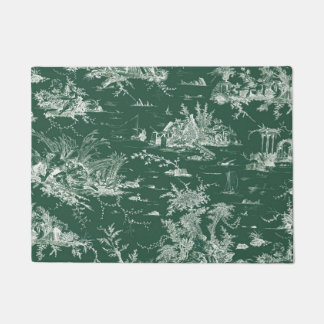 Toile de Jouy vert Doormat