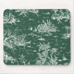 Toile de Jouy vert Mouse Pad