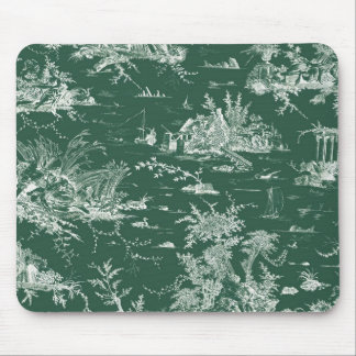 Toile de Jouy vert Mouse Pad