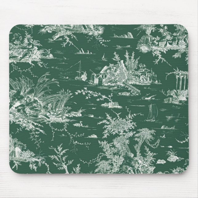 Toile de Jouy vert Mouse Pad (Front)