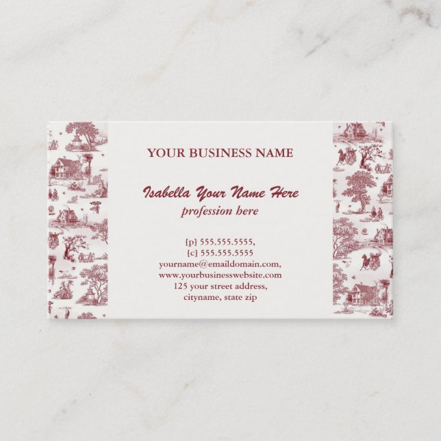 Toile De Jouy - Vintage Afternoon Business Card (Front)