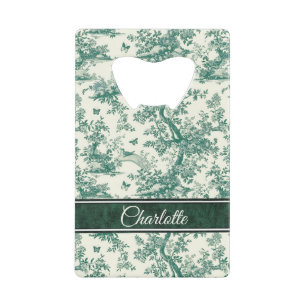 Toile de Jouy Vintage Green Butterfly Garden