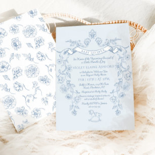 Toile de Jouy vintage Victorian French baby shower Invitation
