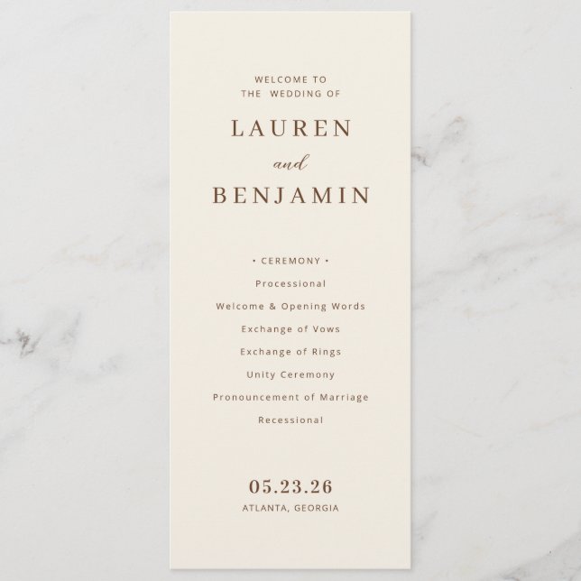 Toile de Romance Wedding Programme (Front)