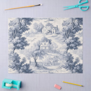 Toile du Jouy Blue Faux French  Tissue Paper