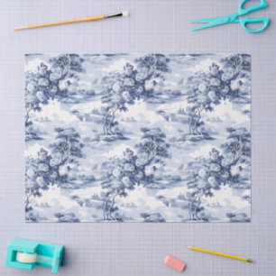 Toile du Jouy Blue Faux French  Tissue Paper
