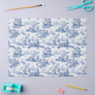 Toile du Jouy Blue Faux French  Tissue Paper