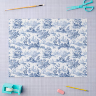 Toile du Jouy Blue Faux French  Tissue Paper