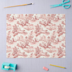 Toile du Jouy Red Faux French  Tissue Paper