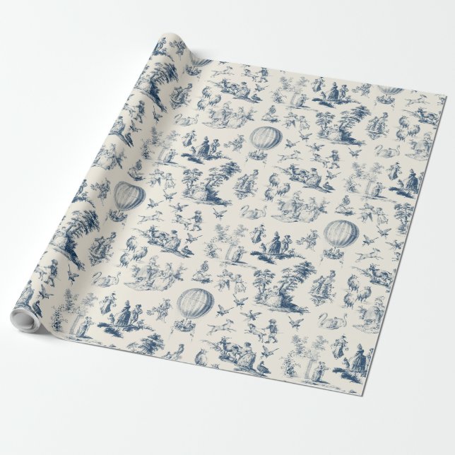 Toile du Jouy wrapping paper (Unrolled)