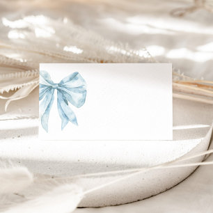 Toile Dusty Blue French Bow bridal shower Place Card