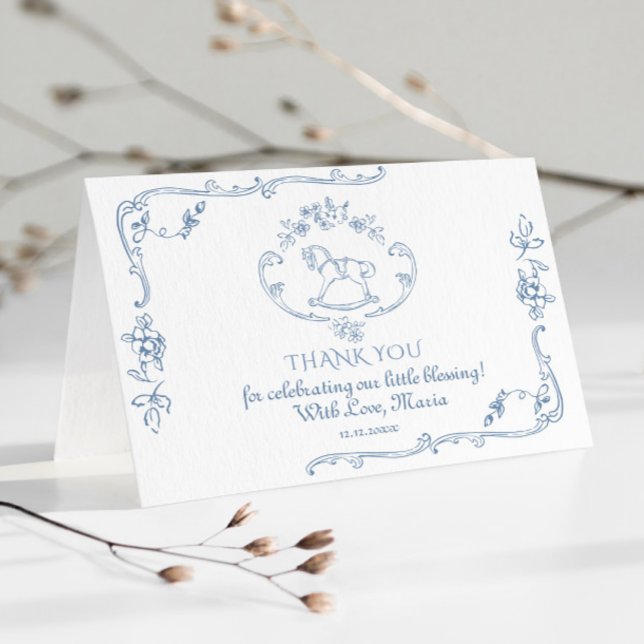 Toile Elegant frame rocking horse Thank you Card (Creator Uploaded)