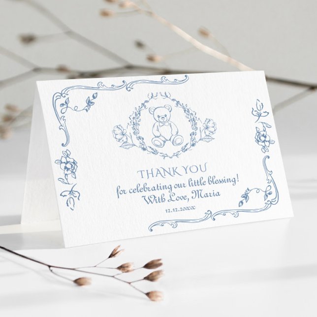 Toile Elegant frame Teddy bear Thank you Card (Creator Uploaded)