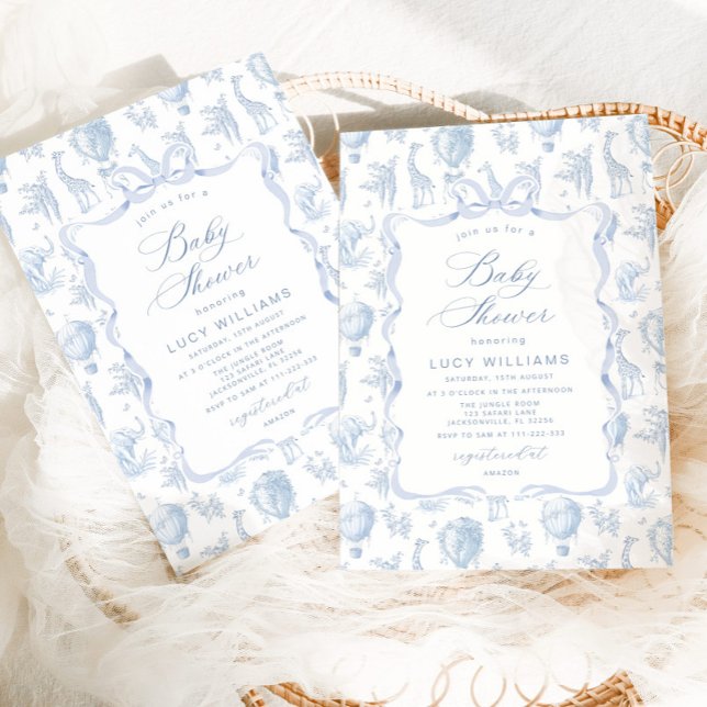 Toile Elegant Safari How air balloon Baby shower Invitation (Creator Uploaded)