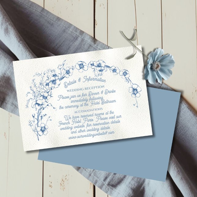 Toile Floral Arch Simple Wedding Details Info Invitation (Creator Uploaded)
