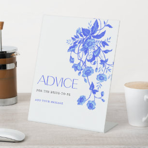 Toile Floral Bridal Shower Advice Pedestal Sign