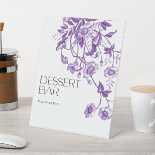 Toile Floral Bridal Shower Dessert Bar Pedestal Sign