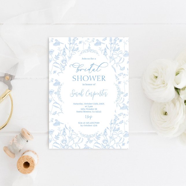 Toile Floral Bridal Shower Invitation (Creator Uploaded)