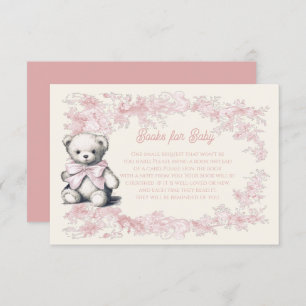 Toile Floral Pink Teddy Bear Books for Baby Invitation