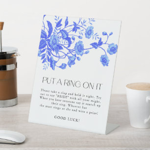 Toile Floral Put A Ring On It Bridal Shower Games Pedestal Sign