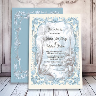 Toile Floral River Park Wedding Invitation