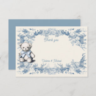 Toile Floral Teddy Bear Thank You Card