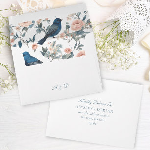 Toile French Blue Floral Chinoiserie Address RSVP Envelope