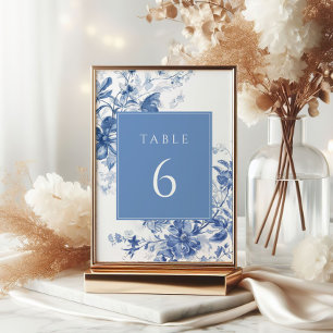 Toile French Blue Floral Wedding Table Number Sign