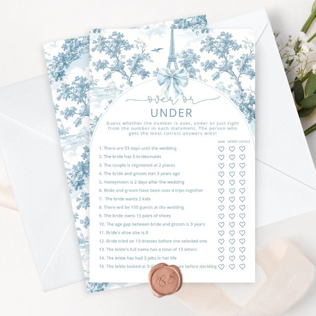 Toile French over or under bridal shower game (Creator Uploaded)