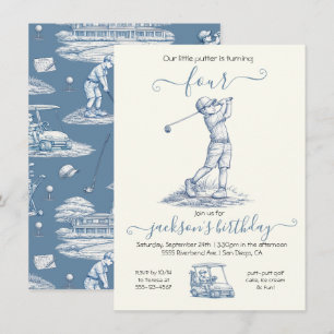 Toile Golf Boy Birthday Party Invitation