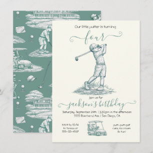 Toile Golf Boy Birthday Party Invitation
