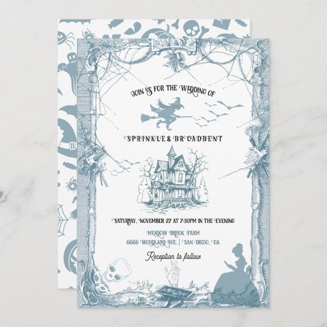 Toile Halloween chateau Wedding Invitation (Front/Back)
