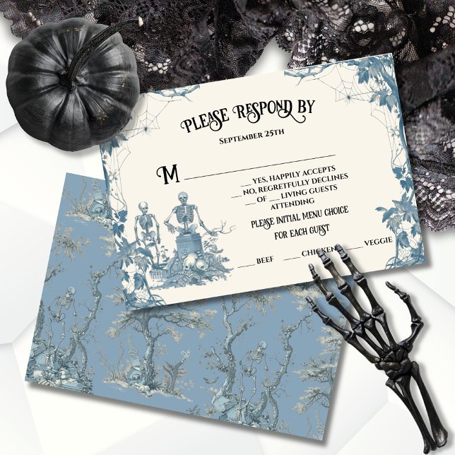Toile Halloween Gothic skeleton RSVP response Invitation (Creator Uploaded)