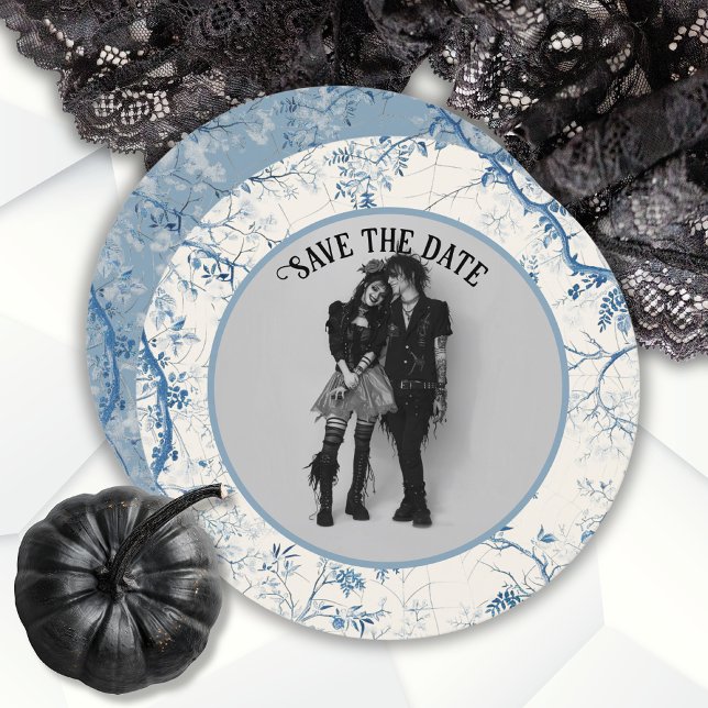 Toile Halloween Save the date Photo Wedding Invitation (Creator Uploaded)