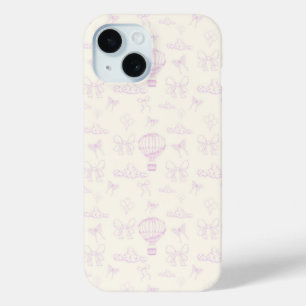 Toile Hot Air-Balloon And Bows Seamless Pattern iPhone 15 Case