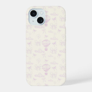 Toile Hot Air-Balloon And Bows Seamless Pattern iPhone 15 Case