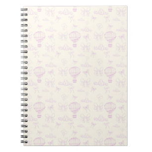 Toile Hot Air-Balloon And Bows Seamless Pattern Notebook