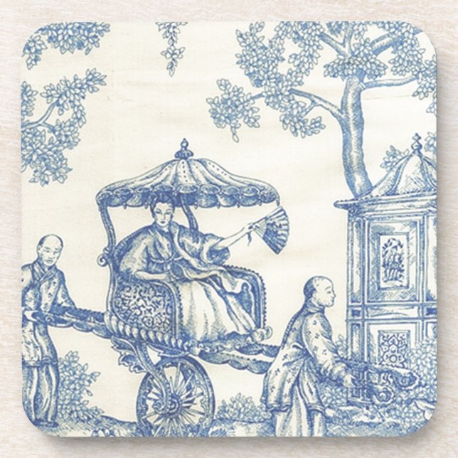 Toile in Blue & White Coaster (Front)