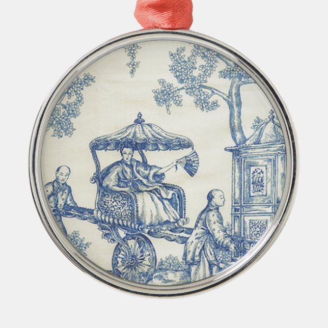 Toile in Blue & White Metal Tree Decoration (Front)