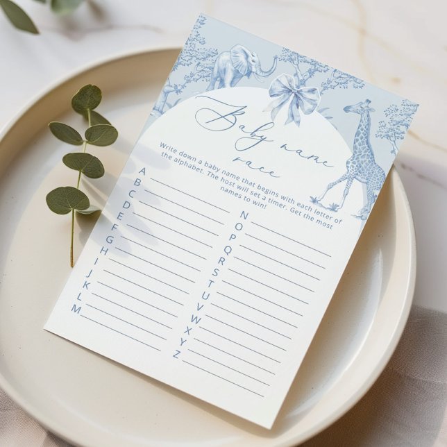 Toile Jungle Baby name race baby shower game (Creator Uploaded)