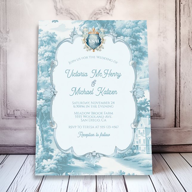 Toile Landscape Crest Wedding Invitation (Creator Uploaded)