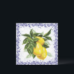 Toile Lemons Flat Blank Greeting Card<br><div class="desc">These lovely European style blank greeting card features luscious lemons surrounded by a toile border! A bunch of bright, ripe lemons on a branch encircled with generous green leaves. A border of royal navy blue toile filagree borders the design. A perfect card to that's got Italian (or) French countryside inspired...</div>