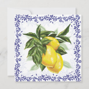 Toile Lemons Invitation for Bridal or Parties