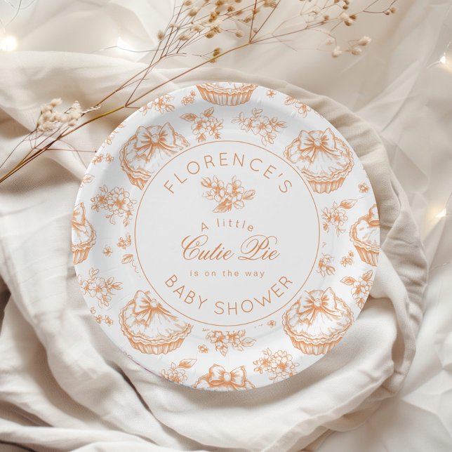Toile Little Cutie Pie baby shower Paper Plate (Creator Uploaded)