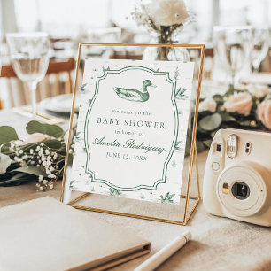 Toile Mallard Duck Gender Neutral Baby Shower Poster