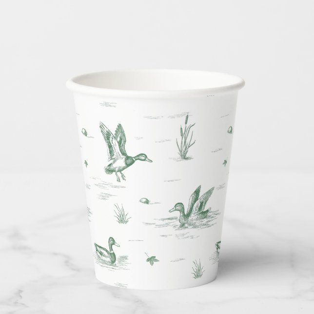 Toile Mallard Duck Gender Neutral Paper Cups (Front)