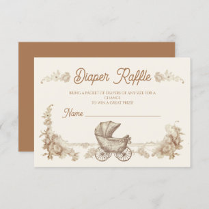 Toile Neutral Teddy Bear Diaper Raffle Invitation