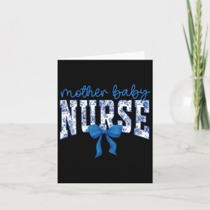 Toile Nurse Bow Blue Coquette Mother Ba Card