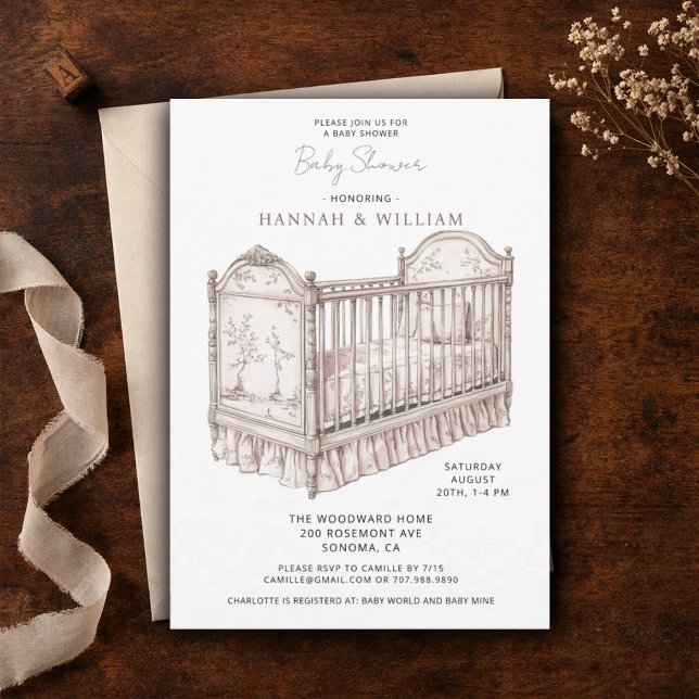 Toile Pink Baby Shower Invitation (Creator Uploaded)