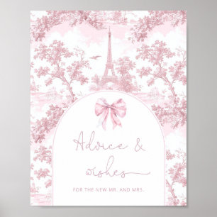 Toile pink Paris advice and wishes for Newlyweds Poster